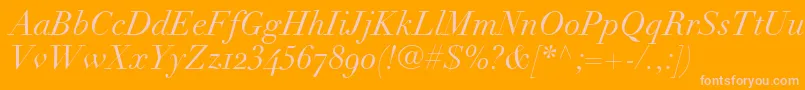 Шрифт LinotypeDidotItalicOldstyleFigures – розовые шрифты на оранжевом фоне
