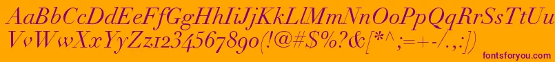 フォントLinotypeDidotItalicOldstyleFigures – オレンジの背景に紫のフォント