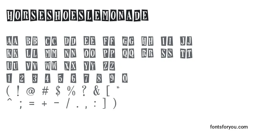 Czcionka Horseshoeslemonade – alfabet, cyfry, specjalne znaki