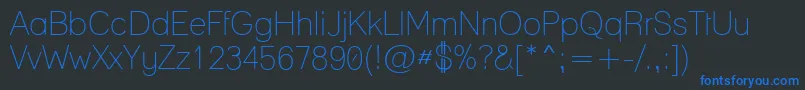 LaneNarrowLight Font – Blue Fonts on Black Background