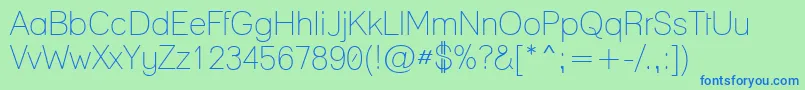 LaneNarrowLight Font – Blue Fonts on Green Background