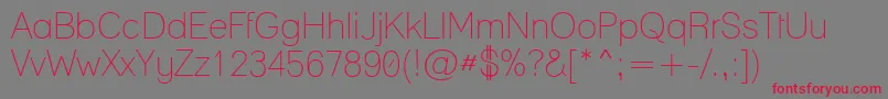 LaneNarrowLight Font – Red Fonts on Gray Background