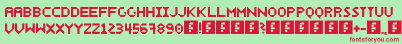 Wecker Font – Red Fonts on Green Background
