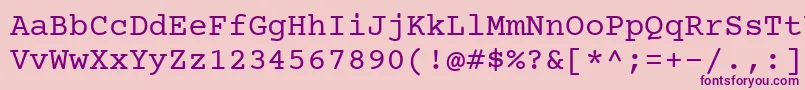 フォントCourierprime – ピンクの背景に紫のフォント