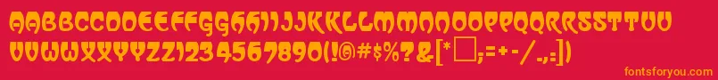 フォントVassar – 赤い背景にオレンジの文字