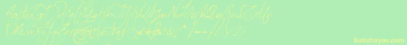 フォントMilonguitaAlt – 黄色の文字が緑の背景にあります
