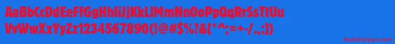 Blocktregcon Font – Red Fonts on Blue Background