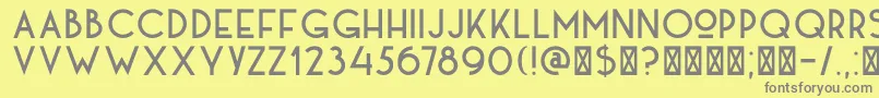 DkKaikoura-fontti – harmaat kirjasimet keltaisella taustalla