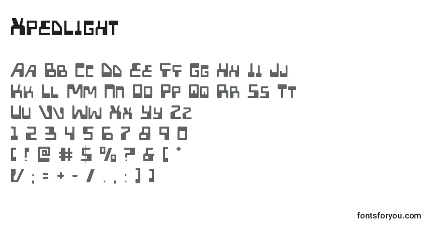 Schriftart Xpedlight – Alphabet, Zahlen, spezielle Symbole