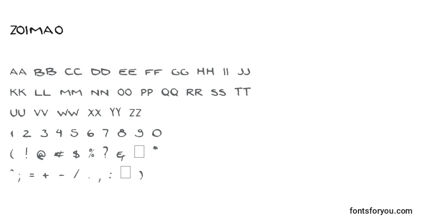 Schriftart ZoiMao – Alphabet, Zahlen, spezielle Symbole