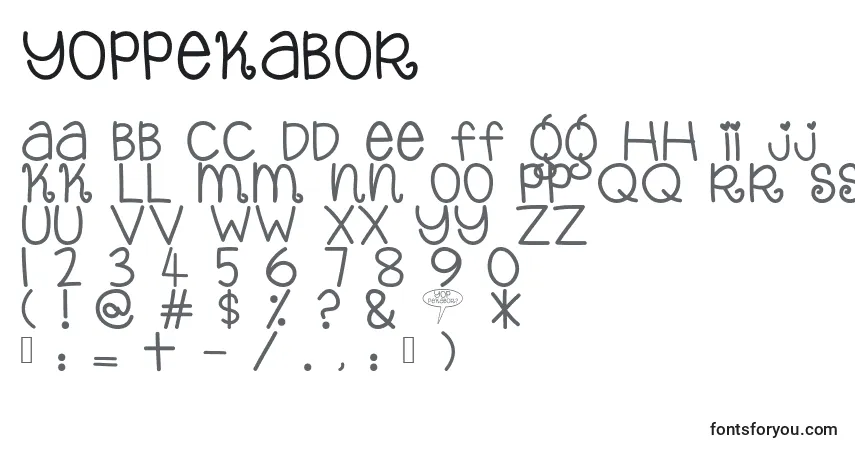 A fonte YopPekabor – alfabeto, números, caracteres especiais