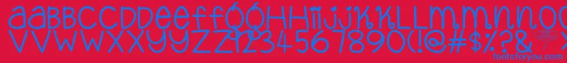 YopPekabor-Schriftart – Blaue Schriften auf rotem Hintergrund