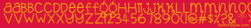 フォントYopPekabor – 赤い背景にオレンジの文字