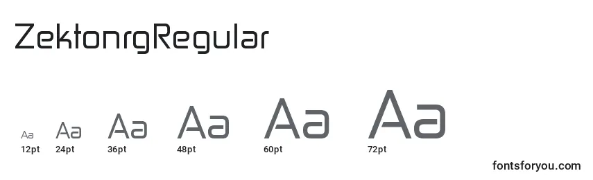 Размеры шрифта ZektonrgRegular