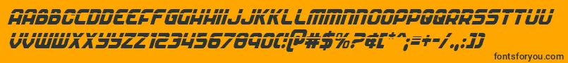 Soldierlasercondital-Schriftart – Schwarze Schriften auf orangefarbenem Hintergrund