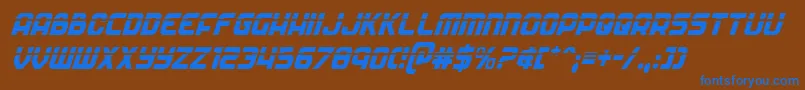 Więcej informacji o czcionce Soldierlasercondital Czcionka Soldierlasercondital – niebieskie czcionki na brązowym tle