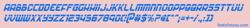 Soldierlasercondital-Schriftart – Blaue Schriften auf rosa Hintergrund