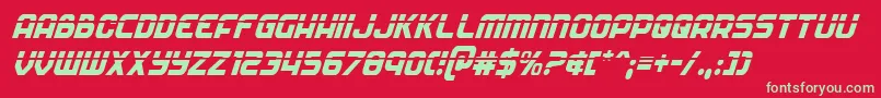 Soldierlasercondital-Schriftart – Grüne Schriften auf rotem Hintergrund