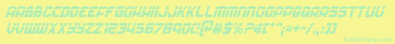 フォントSoldierlasercondital – 黄色い背景に緑の文字