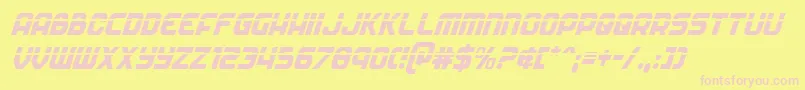 Soldierlasercondital-Schriftart – Rosa Schriften auf gelbem Hintergrund
