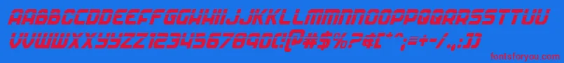 Soldierlasercondital Font – Red Fonts on Blue Background