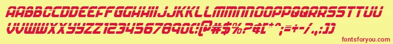 フォントSoldierlasercondital – 赤い文字の黄色い背景