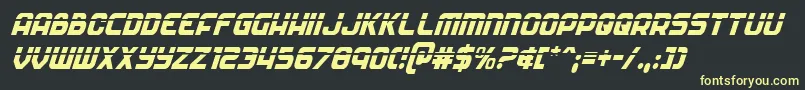 Weitere Informationen zur Soldierlasercondital-Schriftart Soldierlasercondital-Schriftart – Gelbe Schriften auf schwarzem Hintergrund