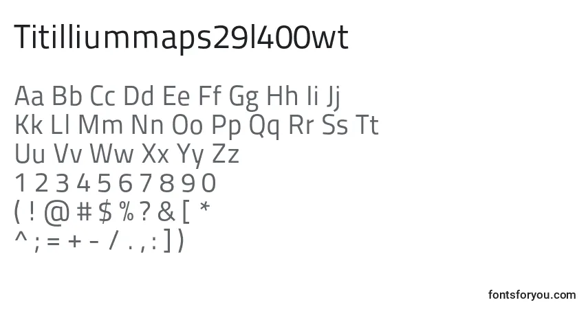 Czcionka Titilliummaps29l400wt – alfabet, cyfry, specjalne znaki