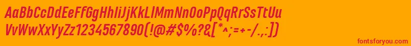 MarianinaFyBoldItalic Font – Red Fonts on Orange Background
