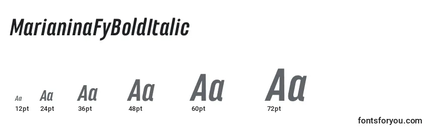 Размеры шрифта MarianinaFyBoldItalic