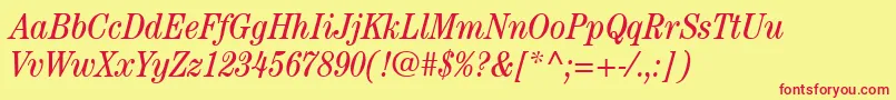 ItcCenturyLtBookCondensedItalic Font – Red Fonts on Yellow Background