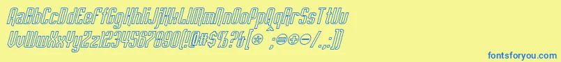 EmpanadaOutlineItalic-Schriftart – Blaue Schriften auf gelbem Hintergrund