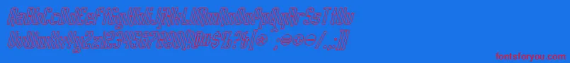 EmpanadaOutlineItalic Font – Red Fonts on Blue Background