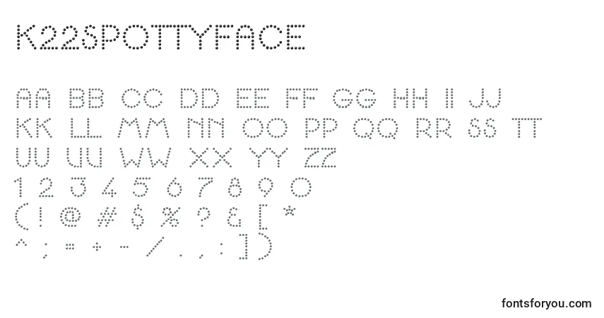 K22SpottyFace (72614) Font – alphabet, numbers, special characters