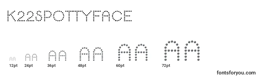 K22SpottyFace (72614) Font Sizes