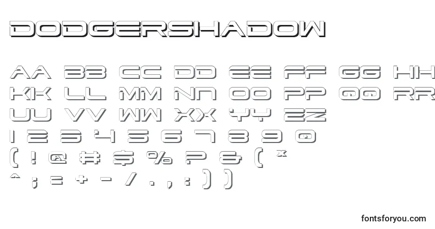DodgerShadow-fontti – aakkoset, numerot, erikoismerkit