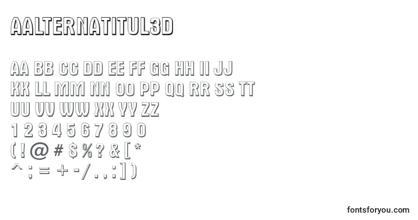 A fonte AAlternatitul3D – alfabeto, números, caracteres especiais