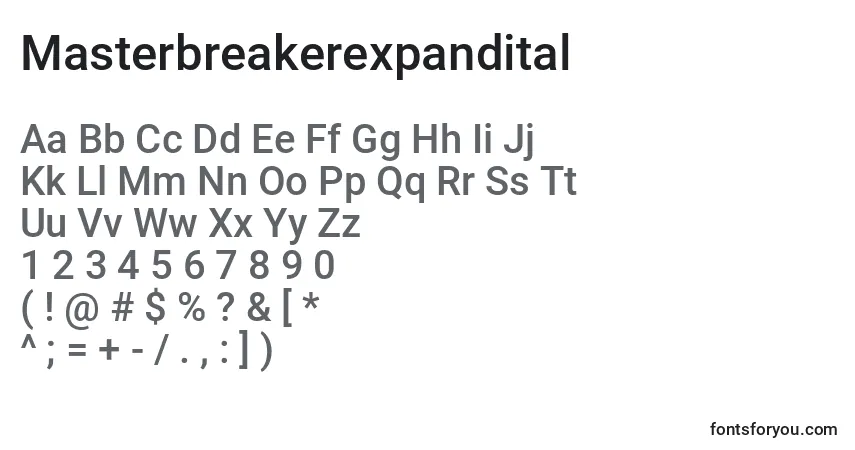 Fuente Masterbreakerexpandital - alfabeto, números, caracteres especiales