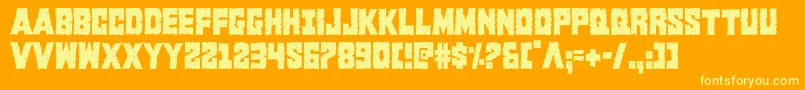 Kcommandocond-Schriftart – Gelbe Schriften auf orangefarbenem Hintergrund