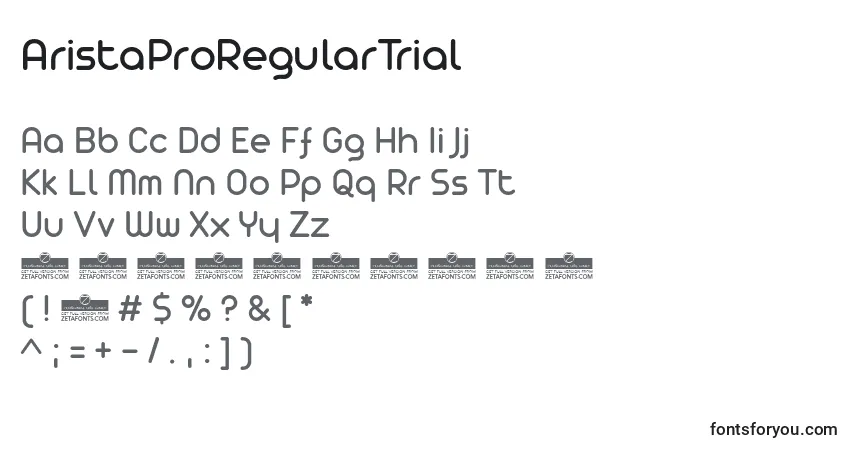Czcionka AristaProRegularTrial – alfabet, cyfry, specjalne znaki