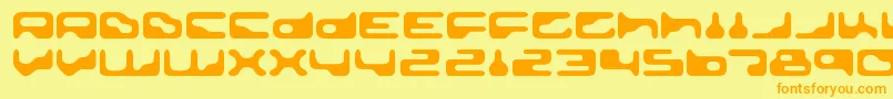 フォントGoldengirdleRegular – オレンジの文字が黄色の背景にあります。