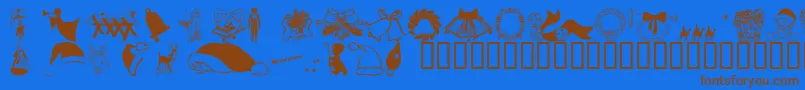 Wmchristmas2フォントについての詳細 フォントWmchristmas2 – 茶色の文字が青い背景にあります。