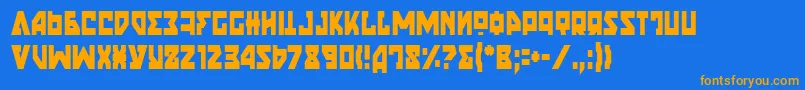 NyetCondensed-Schriftart – Orangefarbene Schriften auf blauem Hintergrund