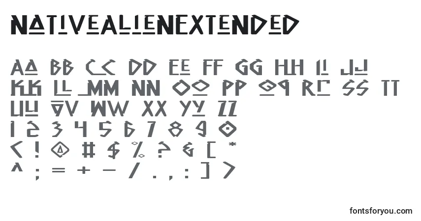A fonte NativeAlienExtended – alfabeto, números, caracteres especiais