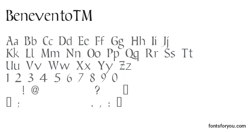 A fonte BeneventoTM – alfabeto, números, caracteres especiais