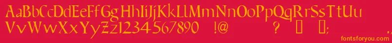 BeneventoTM Font – Orange Fonts on Red Background