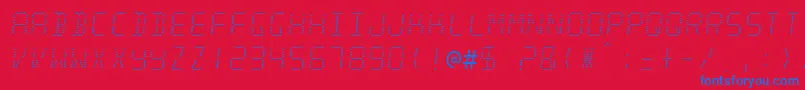 Czcionka Minisyst – niebieskie czcionki na czerwonym tle