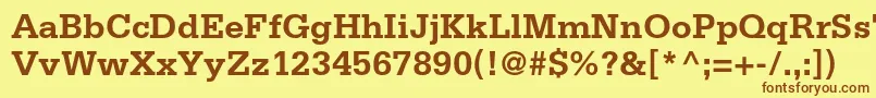 フォントSerifastdBold – 茶色の文字が黄色の背景にあります。