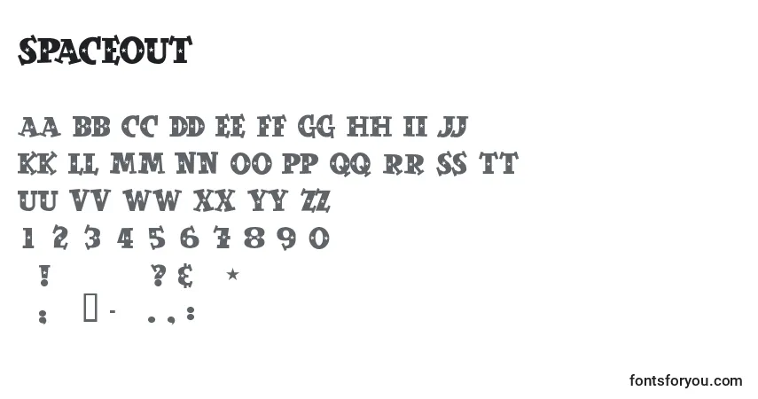 Czcionka Spaceout – alfabet, cyfry, specjalne znaki