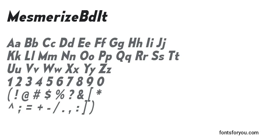 Czcionka MesmerizeBdIt – alfabet, cyfry, specjalne znaki